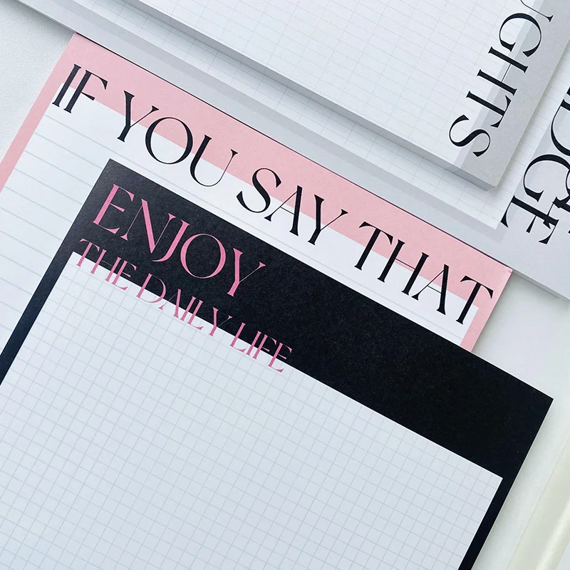 

Ins Simplicity Fashion English Memo Pad B5 Student Learning Paper High Beauty Notebook Loose-leaf School Stationery 50 Sheets