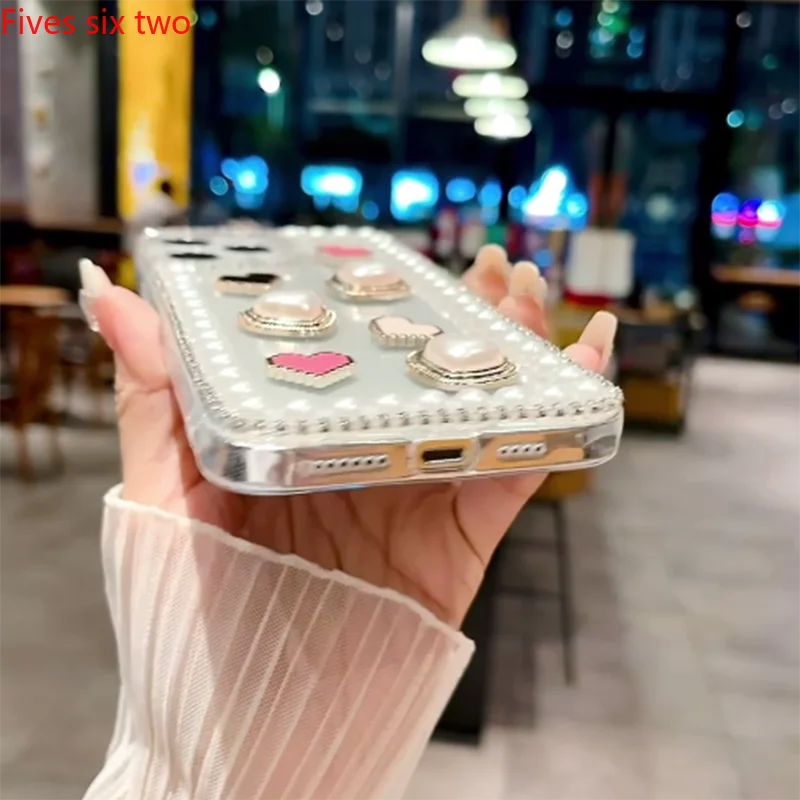 Прозрачный чехол для телефона с жемчужинами и сердечками подходит Huawei Nova 9SE 10SE Y7A