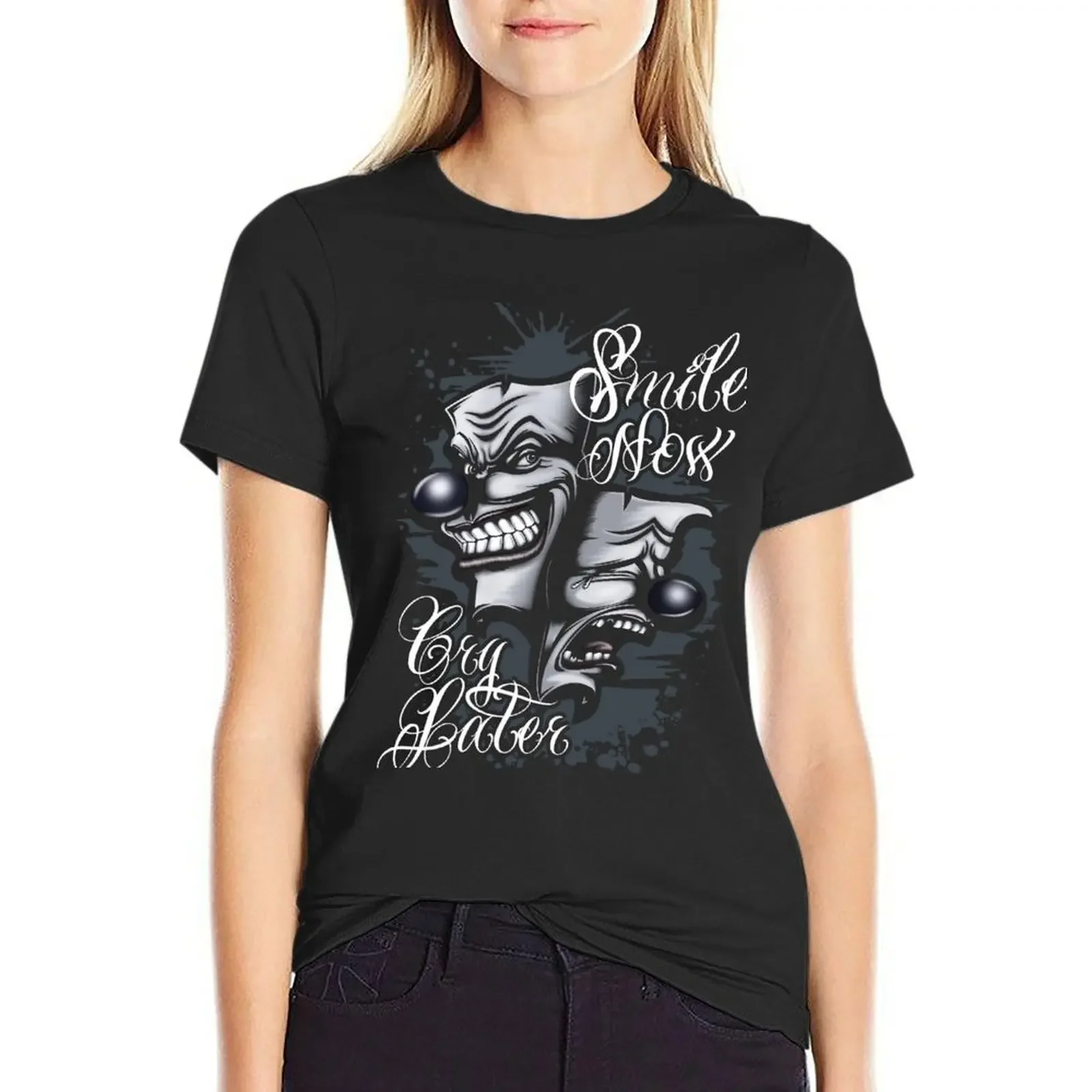 Женская футболка с надписью smile now cry More