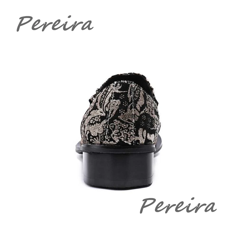 Мужские туфли с винтажным принтом Iron Toe роскошные золотые модельные из коровьей