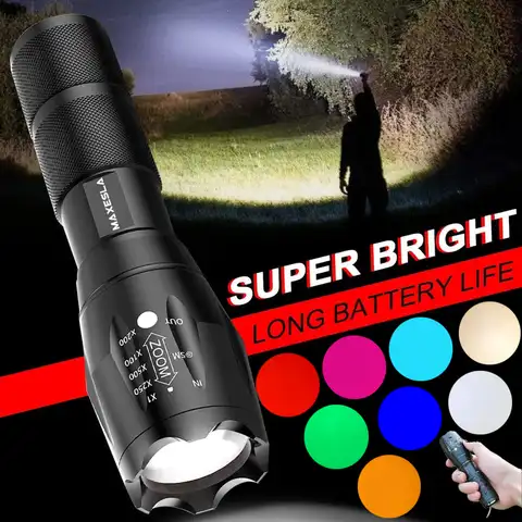 Цветной фонарь, Rgb-вссветильник, аккумуляторная батарея 18650 светильник почка, меняющая цвет, 100000 люмен, Мощный тактический фонарь s