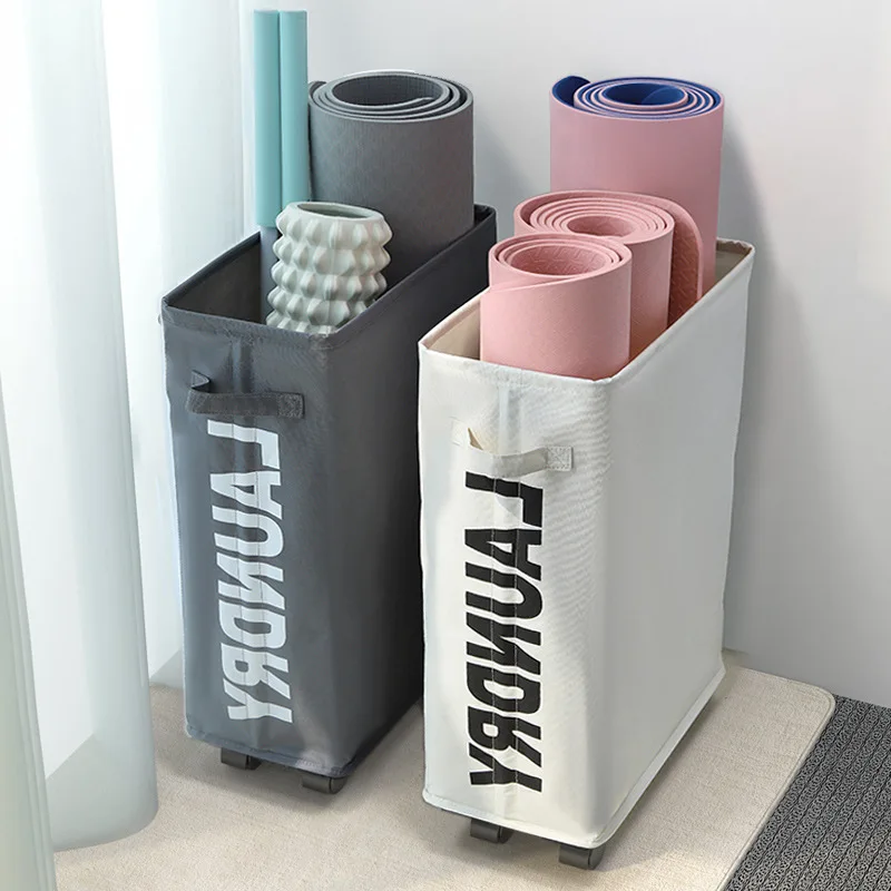 Корзина для белья с колесами большая вместительная корзина хранения коврика