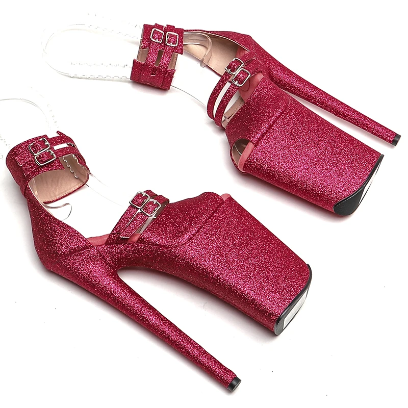 Leecabe/96 дюймов модные босоножки на высоком каблуке с блестящим верхом платформе