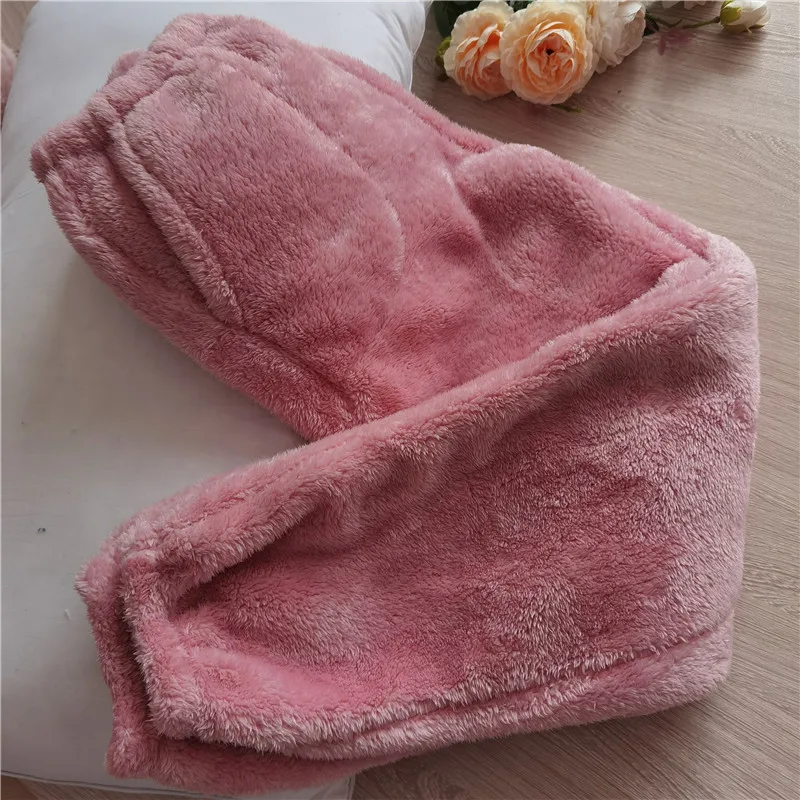 

Women Flannel Sleep Bottoms Stylishd Ankle-length Plush Winter Bundle Soft Thicken Warm Coral Fleece Pants Ulzzang Female New