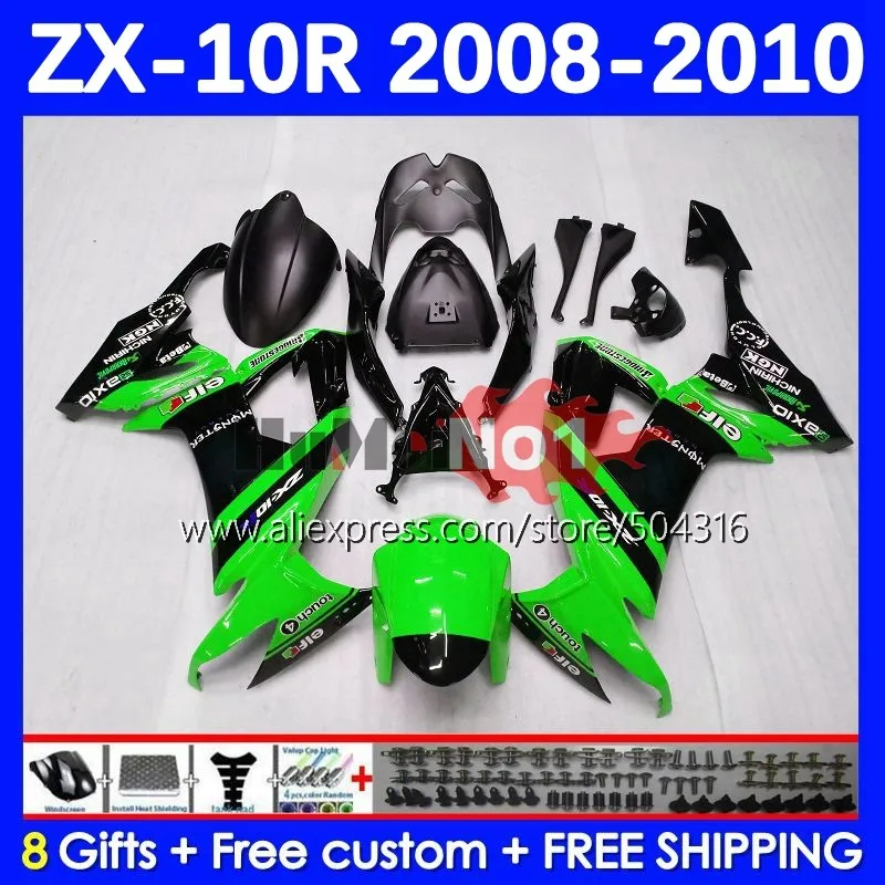 

Body Kit For KAWASAKI NINJA ZX1000C ZX 10R 1000CC 10 R 73MC.164 ZX-10R green stock ZX10R 08 09 10 ZX1000 2008 2009 2010 Fairing