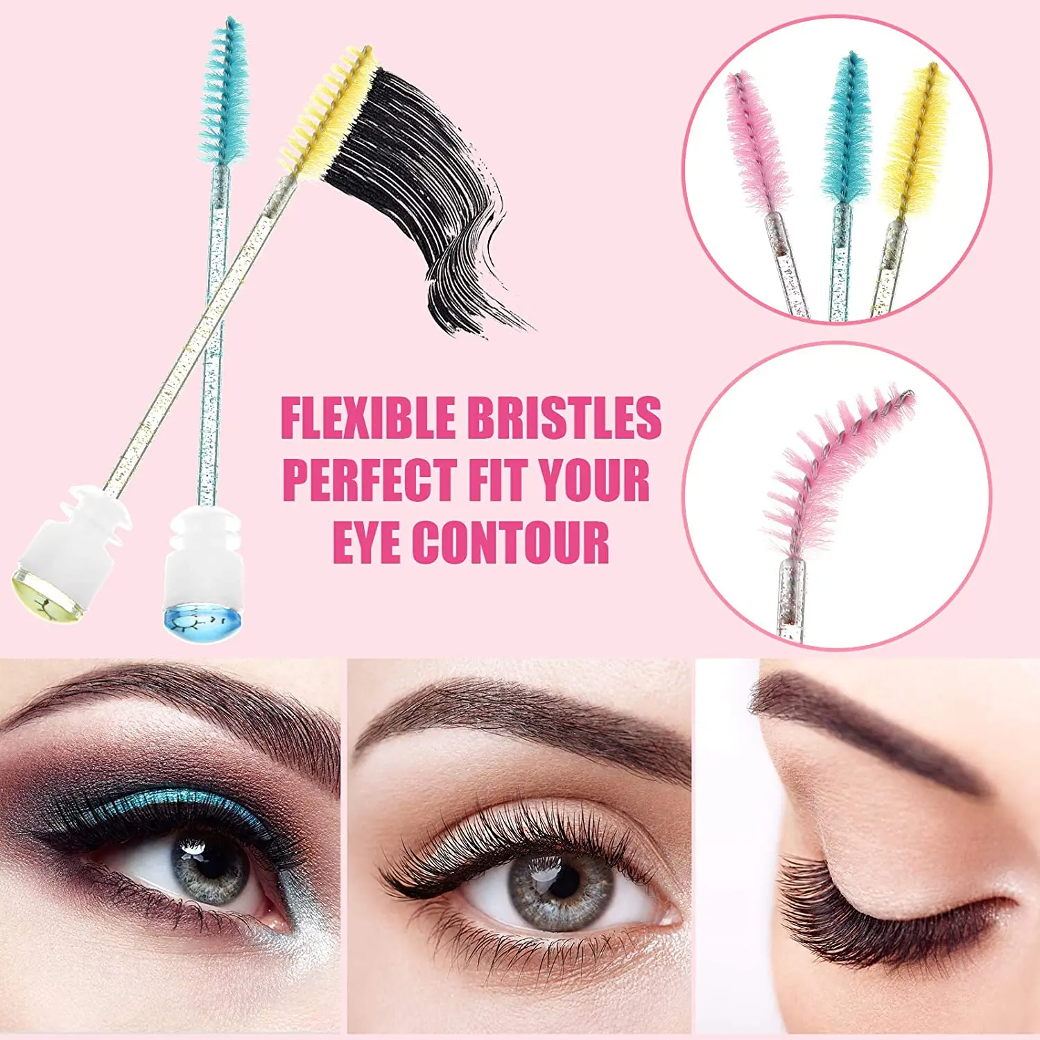 25/50pcs Reusable Mascara Wand Tube Disposable Eyelash Extension Brush Wand Replaceable Dust-proof Eyebrow Eye Lash Brushes