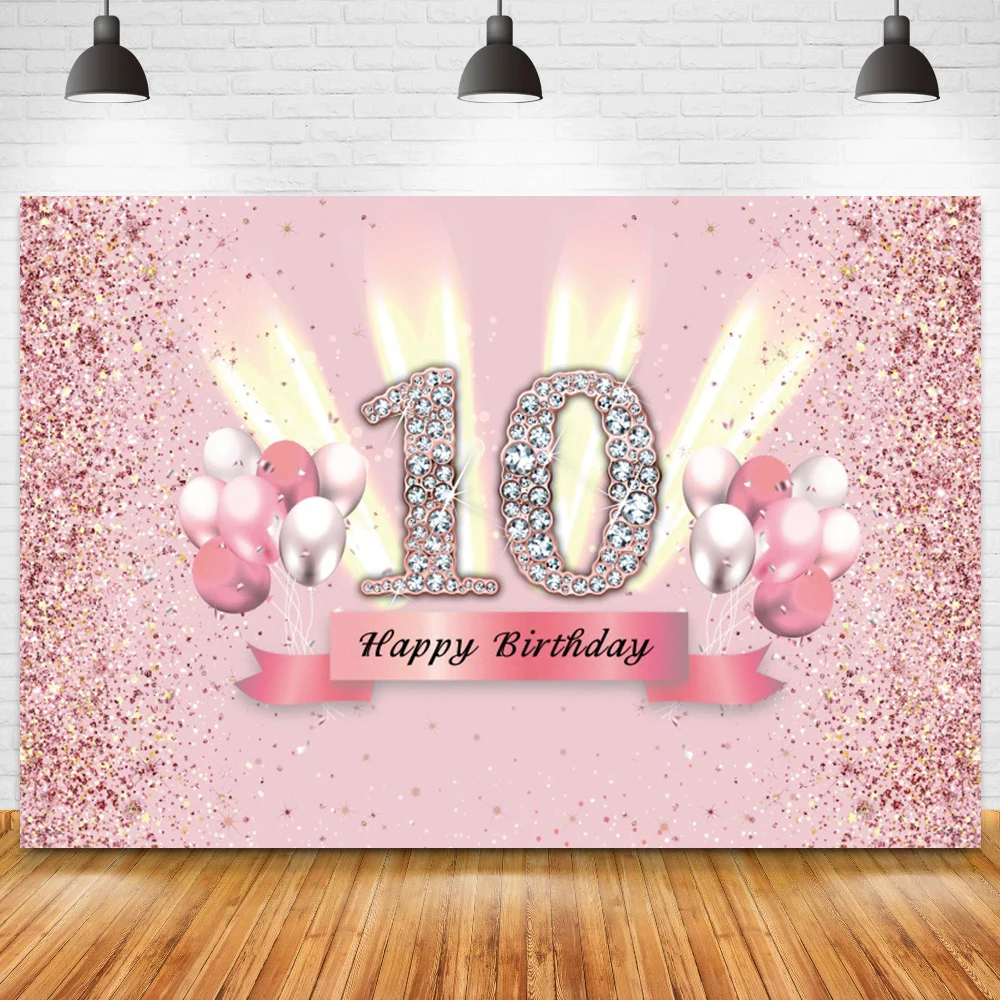 

Happy Birthday 40st 50st Pink Background Pink Balloons Shiny Party Decoration Photo Background Photocall Poster Props