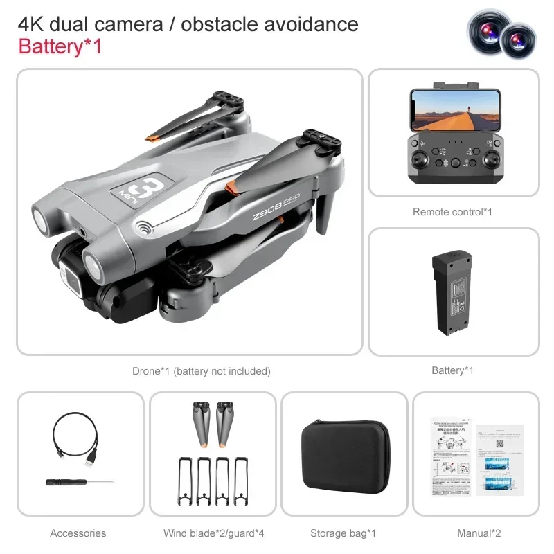 Мини-дрон Z908 Pro Drone 4K HD камера