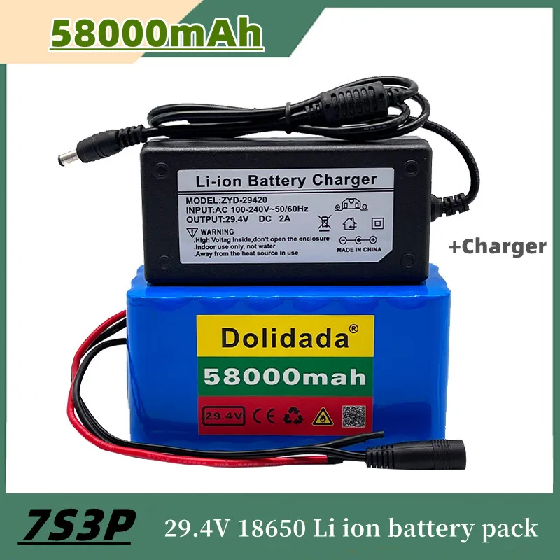 

24V 58Ah 7s3p 18650 battery lithium battery 24v 58000mAh electric bicycle moped electric lithium ion Battery pack + 29.4VCharger