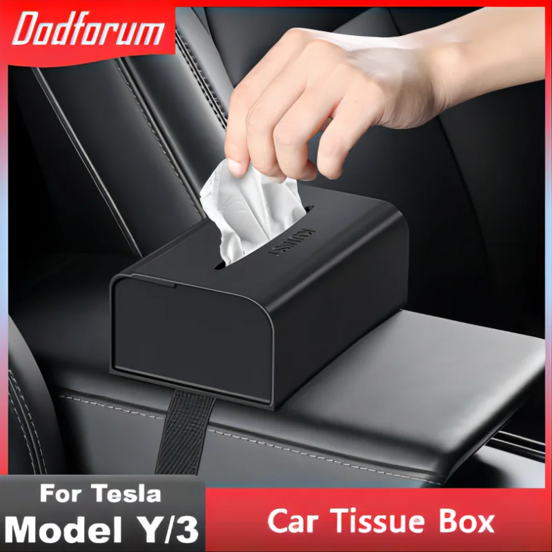 

Car Tissue Box Hidden Behind Screen Napkin Paper Holder Storage Bag Auto Parts For Tesla Model 3 Model Y 2023 Accessories
