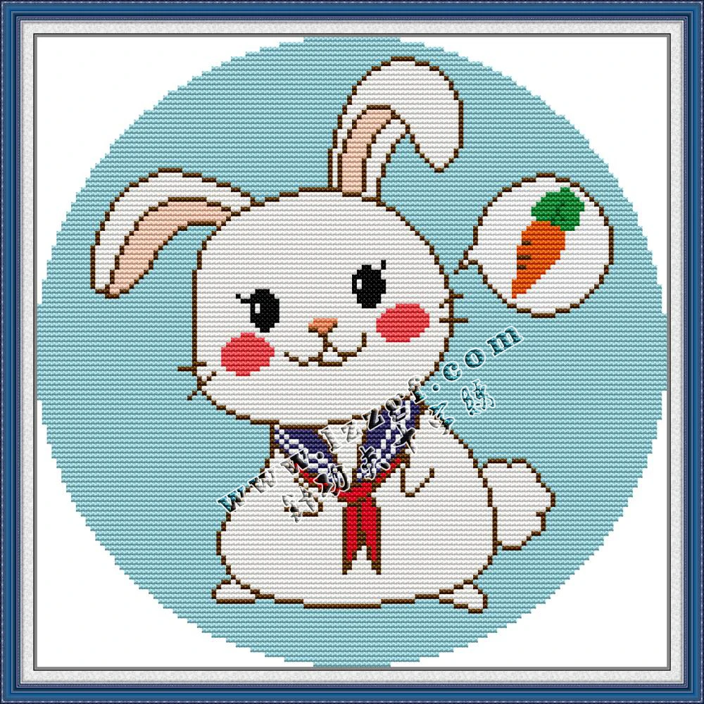 

Everlasting Love Sailor Rabbit Cross Stitch Kits Ecological Cotton 14CT 11CT Printed Wedding Decoration