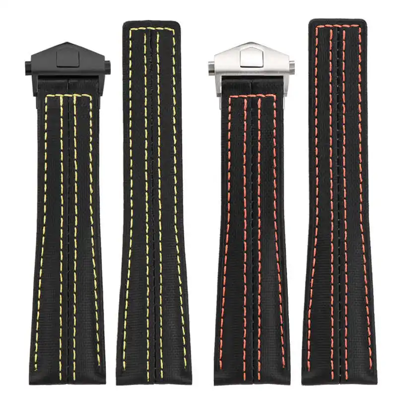 Ремешок из нейлона и кожи для мужских наручных часов 22 мм