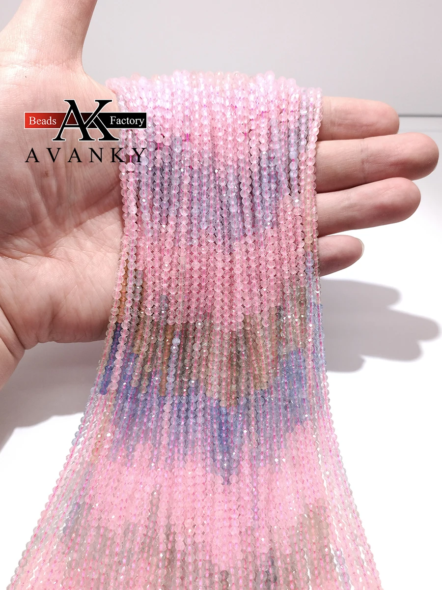 Natural Gem Stone Gradient Candy Morganite Beads For Jewelry Making 4 6mm Round Spacer Beads Diy Bracelets Accessories 15‘’