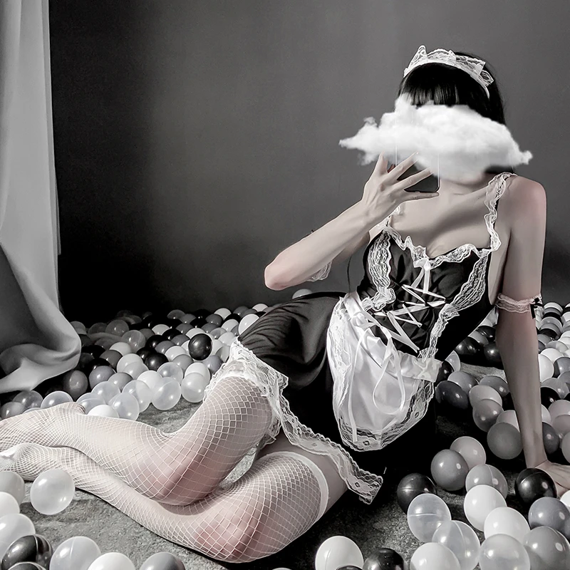 

New Sexy Underwear Maid Dress Maid Lace Up Suit Uniform Seduction Lace Perspective Nightdress Cute Dress