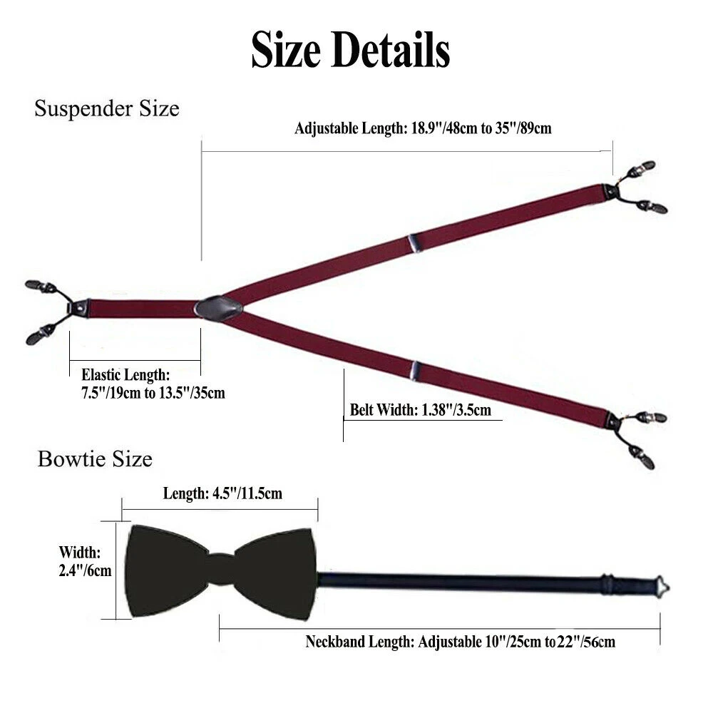 Hi-Tie Jacquard Silk Sea Pink Plain Mens Suspenders Bowtie Hanky Cufflinks Set Adjustable 6 Clip on Braces for Male Pants Gift images - 6