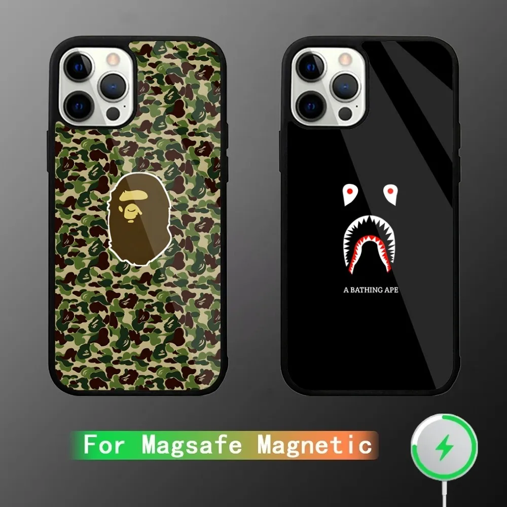 Fashion B-BAPES-eS Monkey Phone Case For iPhone 16 15 14 13 12 11 Plus Pro Max Mini Magsafe Magnetic Wireless Charging