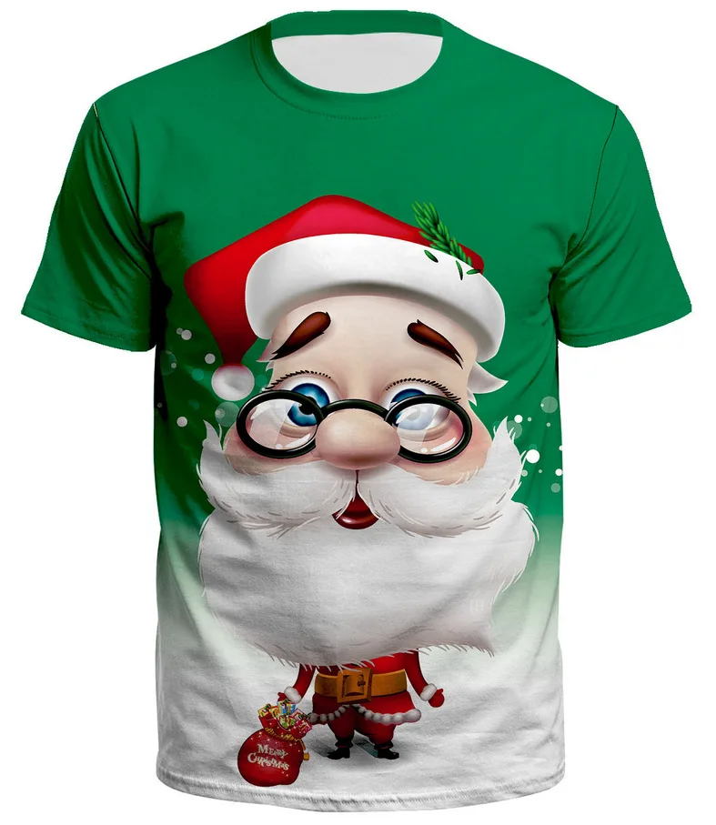 

Unisex Funny Santa Claus short sleeve t-shirts Men Fashion 3D Print Celebrate The Holidays T-shirt Interesting Christmas gift