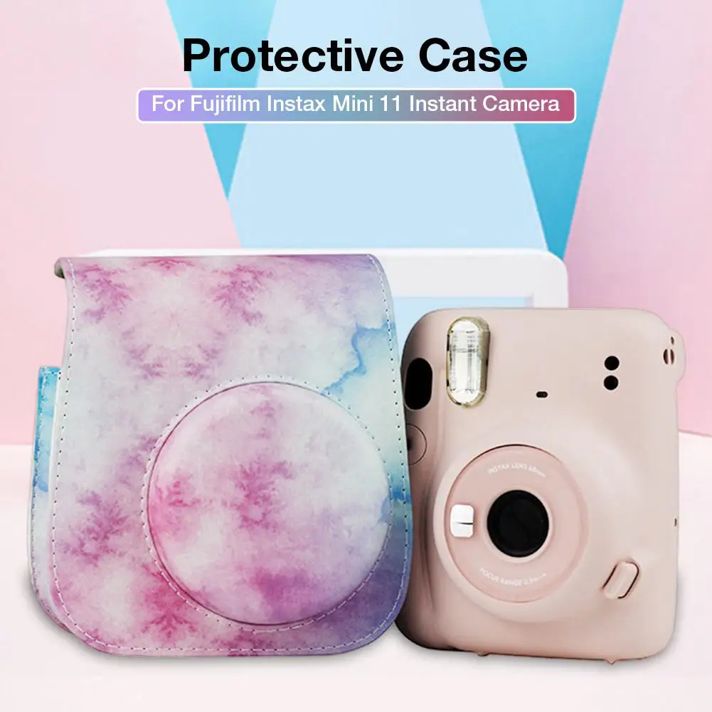 

PU Leather Protective Camera Bag Holder Bag With Shoulder Strap For Fuji Instax Mini 11 Instant Camera Bag Oil Color Camera Case