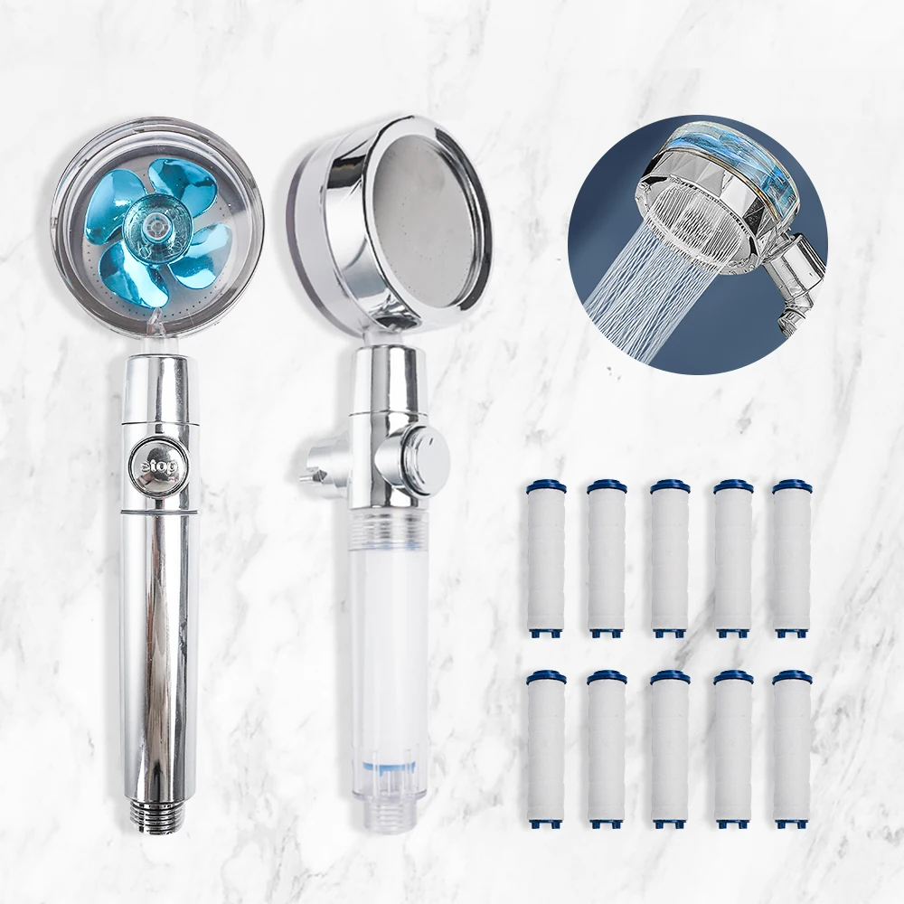 

Filters Saving Bathroom Accessories Head Showerhead High Pressure 360 Degrees Fan Adjustable Rotated Turbo Spray Water Shower