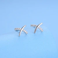ladies 925 sterling silver stud earrings white gold x letter inlaid zircon european classic fashion jewelry couple gift