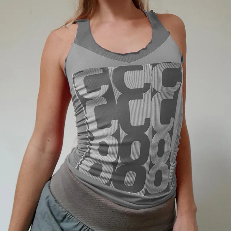 

Женская Винтажная Майка с буквенным принтом, уличная одежда 2022, Y2k, стильная одежда, Детская футболка без рукавов, топ, женские летние выходн...