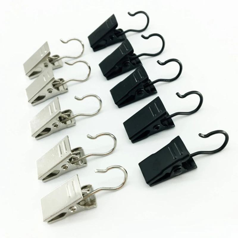 

50Pcs/set Black silver Metal Hook Clips Hanging Curtain Clip Hanger