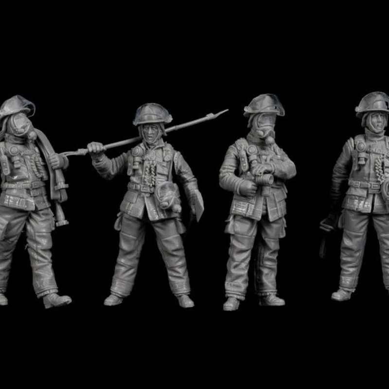 

1/35 Ratio Resin Figure Figure Kit Firefighter 4 Men Unassembled Unpainted Free Shipping