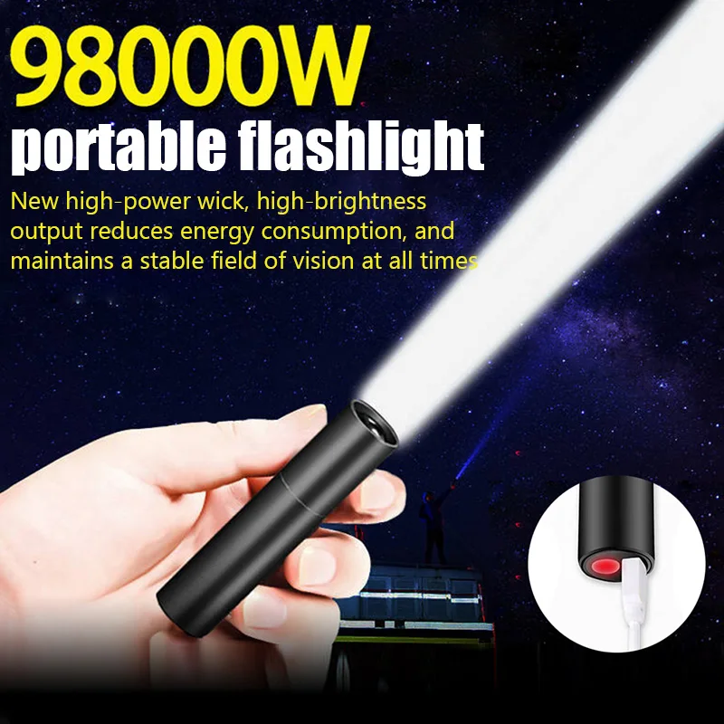 

5V USB Rechargeable Mini LED Flashlight 4 Lighting Mode Waterproof Torch Telescopic Zoom Portable Torch for Night Camping Hiking