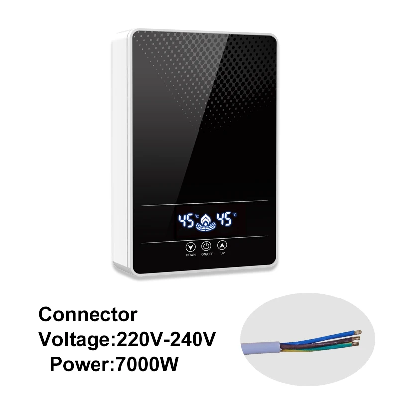 

Мгновенный электрический безрезервуарный водонагреватель для душа, ванной комнаты, ванны, водонагреватель 220 В, 7000 Вт, автоматическая температура, бытовой отель