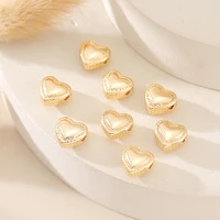 2mm heart shaped through hole beads loose beads copper plated 18k real gold peach heart spacer beads are used for diy necklaces