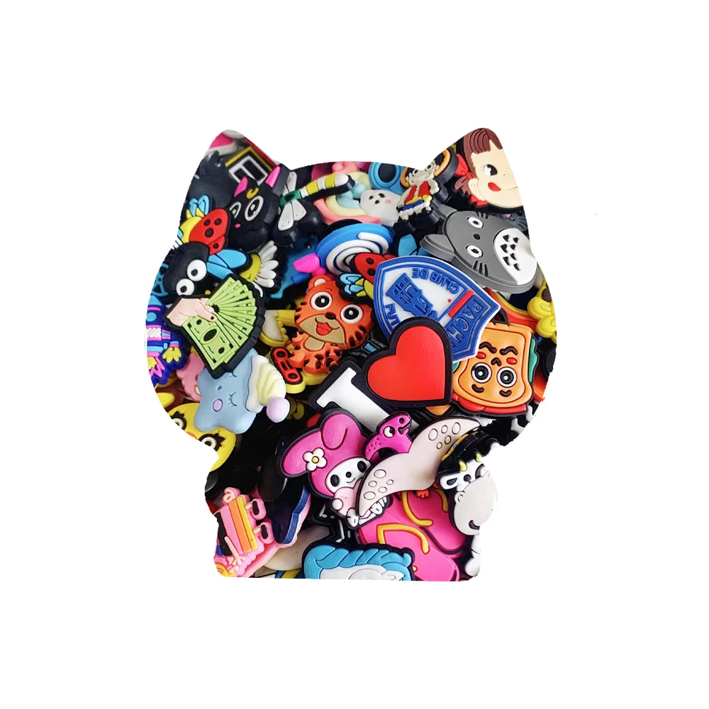 10-400PCS jibz Wholesale Random Cartoon Animal Shoe Charms Decrations For Croc Charms Buckle Kids X-mas Gifts Shoe Accessories