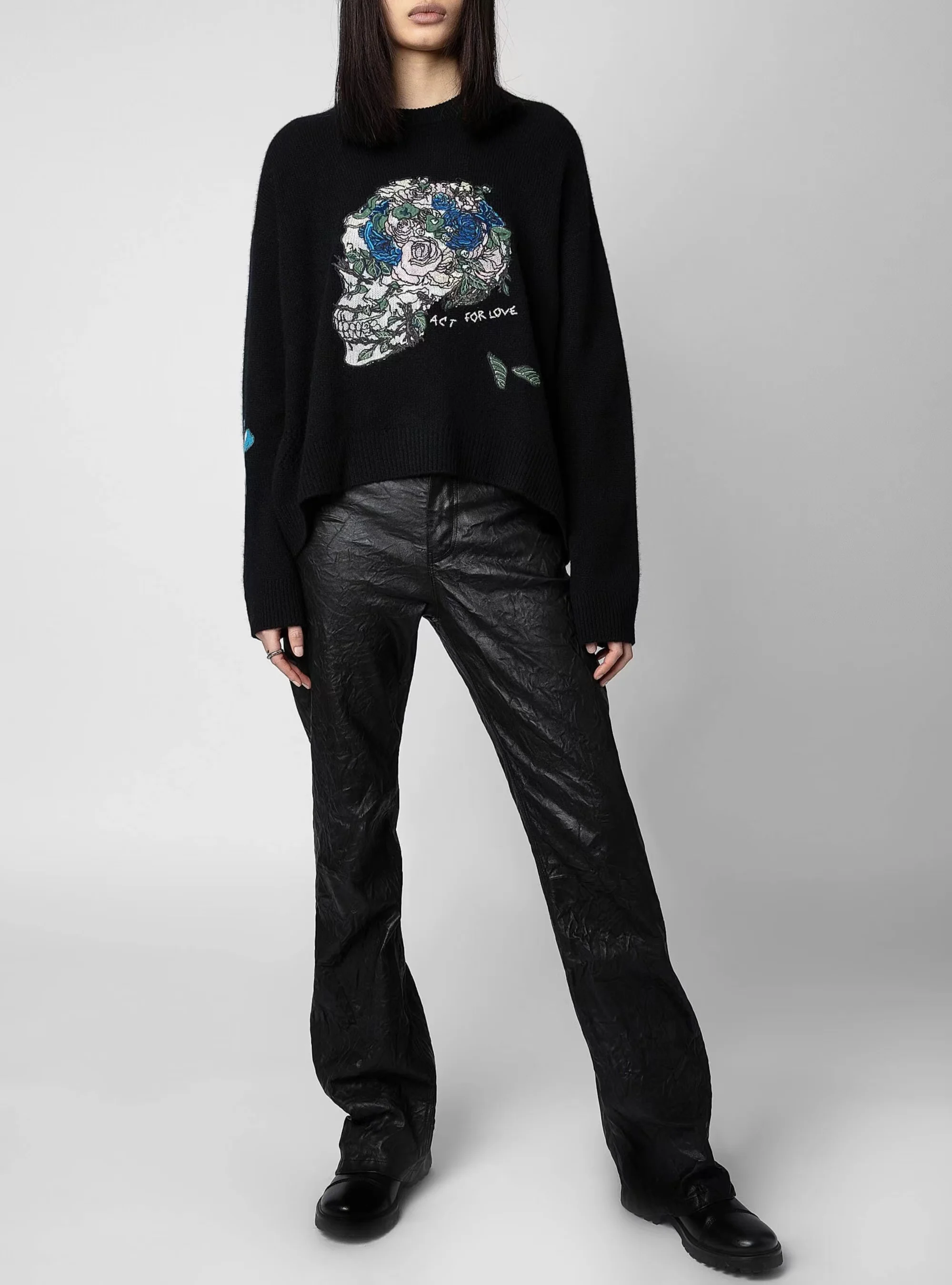 

Новый пуловер ZV с круглым вырезом, свитер с длинным рукавом в стиле черепа