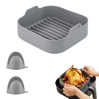 reusable nonstick pans silicone pot air fryer accessories baking basket air fryer silicone grill pan baking tool tray cake pan