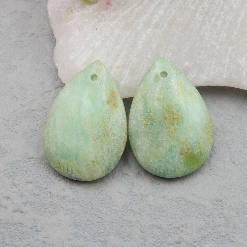 

Natural Chrysoprase Earring,Semi-precious stones, Jewelry accessories Earring beads pair23x15x4mm4.5g