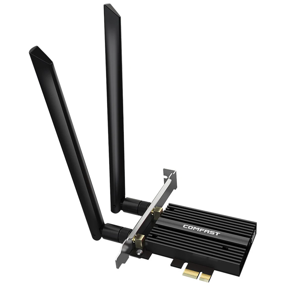 

COMFAST-AX210 Pro Tri Band 2.4/5.8G WiFi Adapter 5374Mbps PCIE-X1 Wireless Network Card Desktop Computer Bluetooth 5.2 for Intel