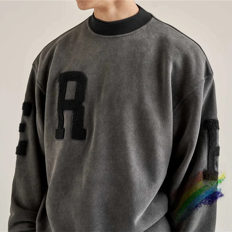 

Vintage Represent Sweatshirts Men Women 1:1 Best Quality Crewneck Patchwork Letter Towel Embroidery Hoodie