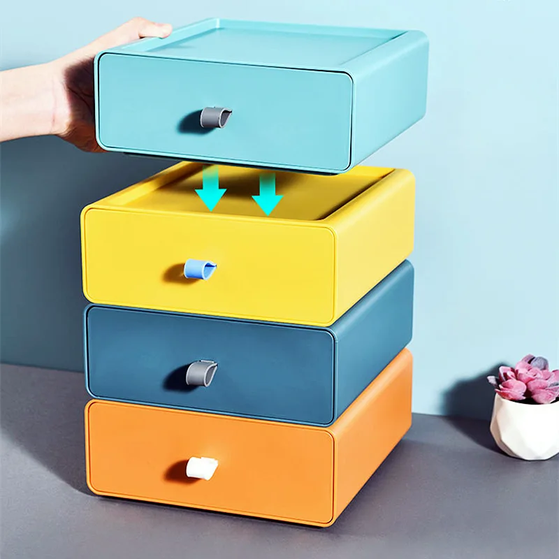 

Simple drawer storage box desktop overlay cosmetics sundries storage box office stationery multi-layer finishing box