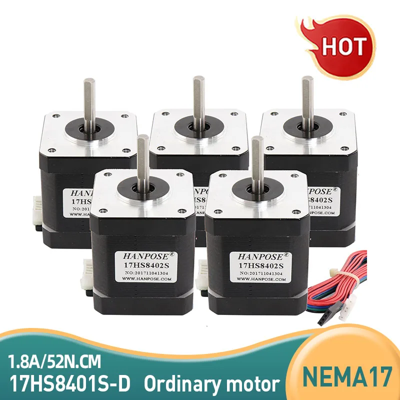

Free Shipping 4-Lead Nema17 Stepper Motor H48mm 78Oz-in 1.8A 17HS8401S-D 2 Phase 1.8 Degrees For 3D Printer With DuPont Line