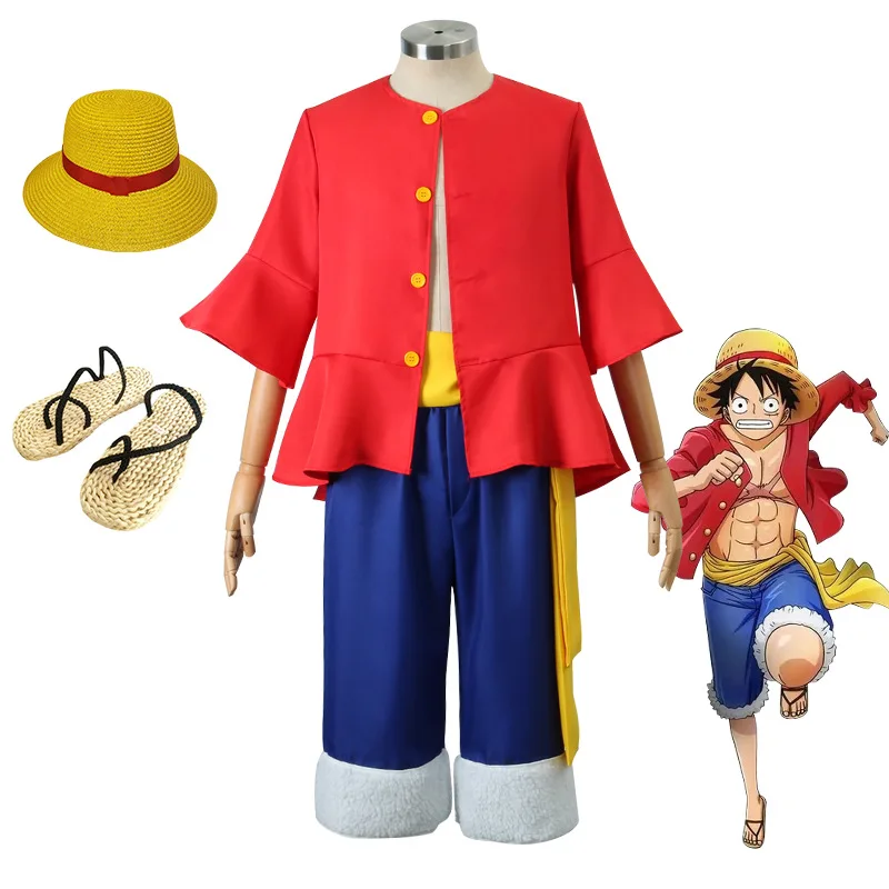 

Аниме One Piece Cos Suit Monkey D. Luffy Косплей Костюм соломенная шляпа обувь реквизит два года позже поколения одежда Хэллоуин новинка