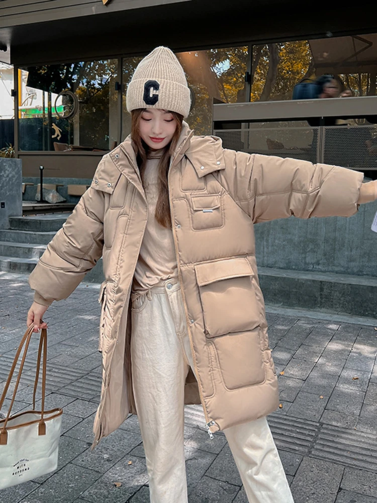 Long Down Jacket for Women Winter Puffer Bubble Coat Padding Hooded Korean Style Clothes Parka Streetwear -20centigrade Hot Sale
