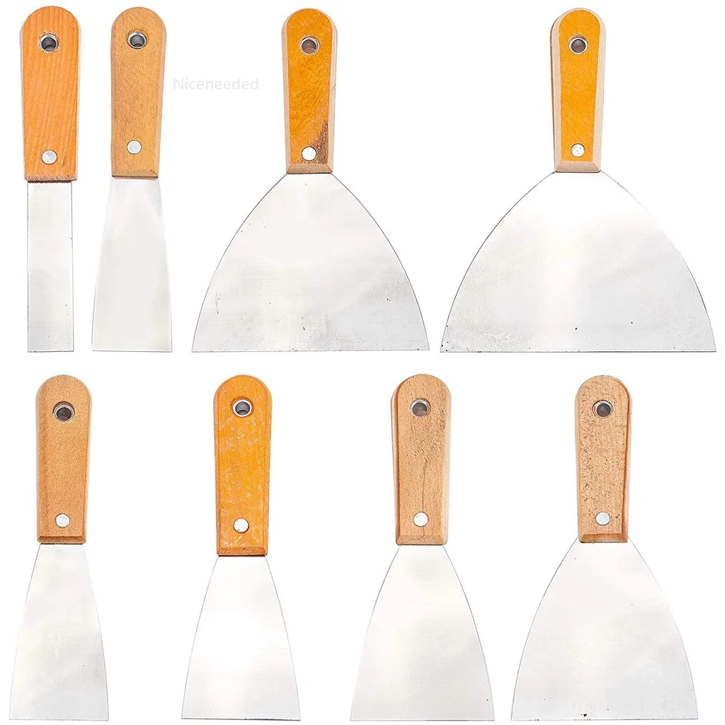 

8PCS Putty Set Paint Scraper Tool Stainless Steel Drywall Spackle Wallpaper Scraper for Scraping Patching Taping and Painting