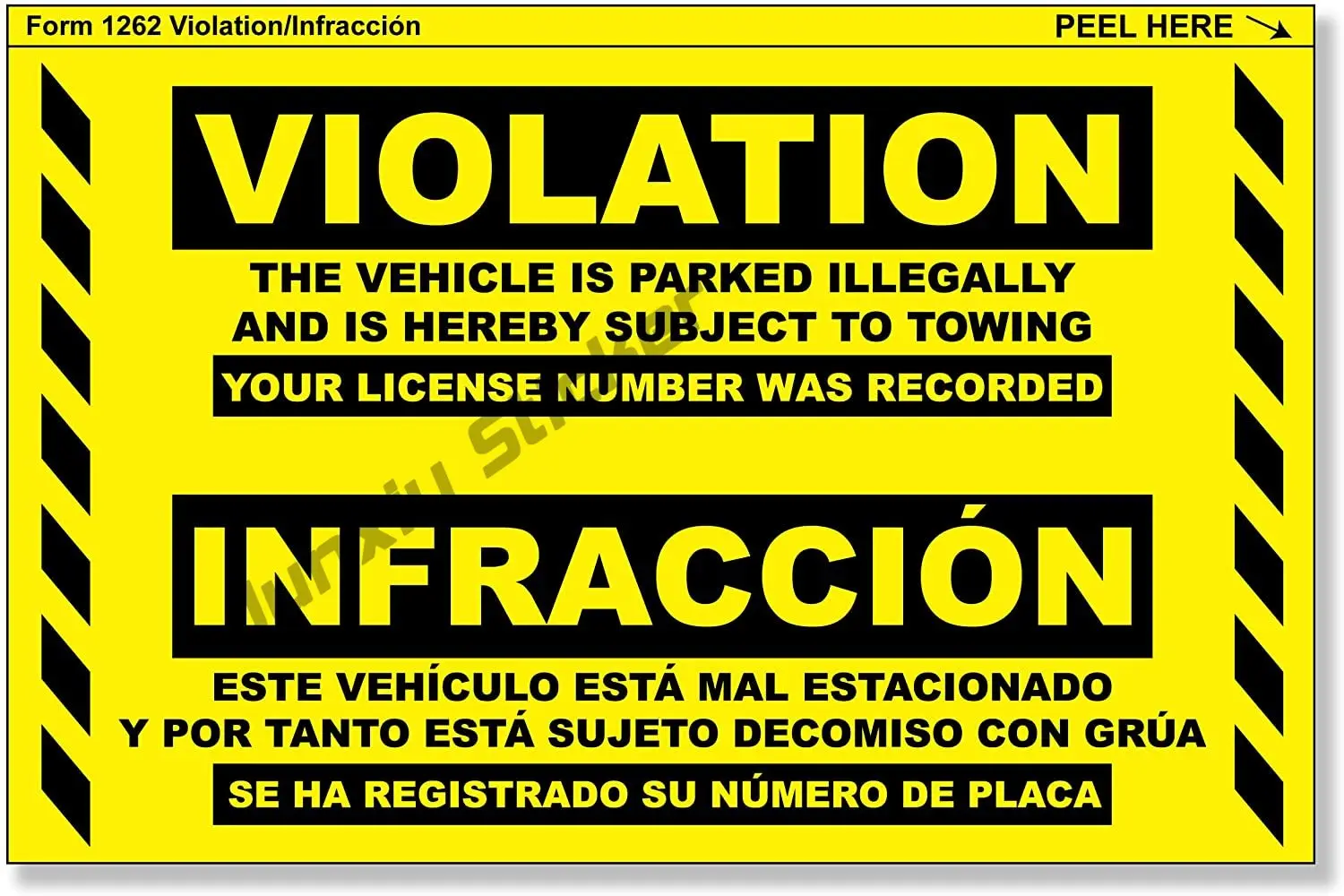 

Parking Violation Stickers Hard To Remove (Yellow) Bilingual Towing Messages for Warning Cars Bodywork Windshield Suv Decoration