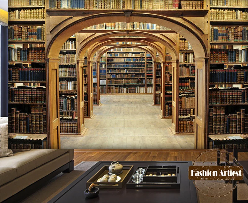 

Современные Настенные 3D-обои на заказ, винтажная английская библиотека, книжная полка, чехол для телевизора, дивана, спальни, гостиной, чехо...