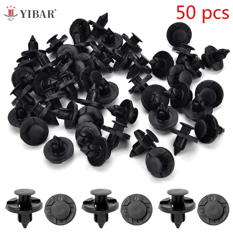 

50pcs/set 8mm Hole Plastic Rivets Fastener Push Clips Black for Car Auto