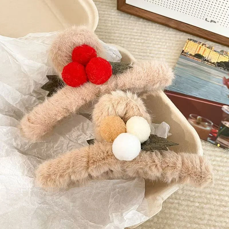 Осенне-зимние девчачьи рождественские милые вишневые банты плюшевые когти для