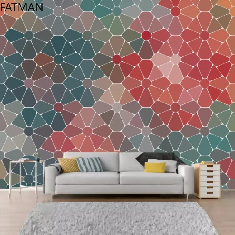 FATMAN Custom Color Geometric Nordic Minimalist Dining Milk Tea 3d Wallpaper Lounge Bar Internet Cafe Large Wall Mural Dropship |