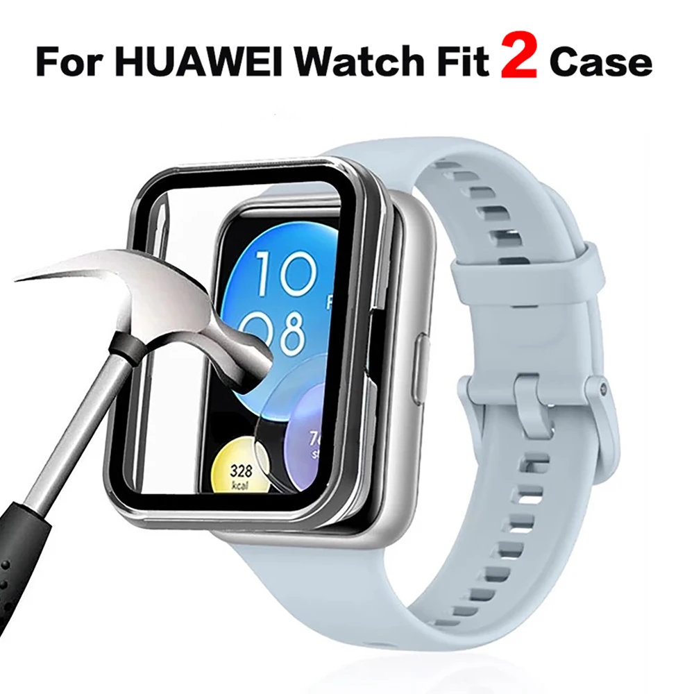 

Glass+Case For HUAWEI watch fit 2 screen protector accessories PC smart watch Full cover bumper Tempered Film for HUAWEI fit2