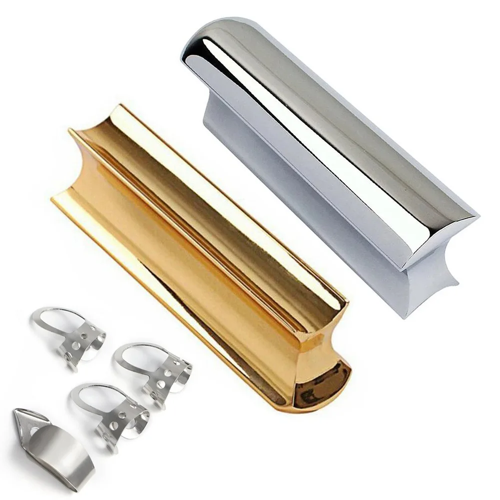 

Hawaiian Guitar Tonebar 1 Tonebar Sound Stick 76mm Round Nose Solid Slider +4 Finger Pick Stainless Steel Gold Silver