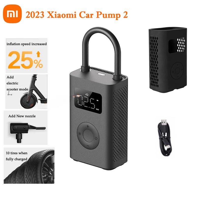 

2023 New Xiaomi Mijia Air Pump 2 Portable Electric Air Compressor Tire Sensor Mi Inflatable Treasure for Motorcycle Car Soccer