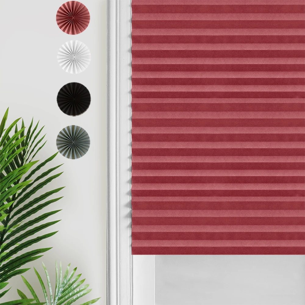

Self-Adhesive Pleated Blinds Half Blackout Windows Curtains for Kitchen Bathroom Balcony Shades For Coffee/Office Window